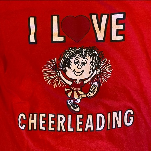 Vintage Tops - Vintage 70s/80s I Love Cheerleading Shirt Size Medium